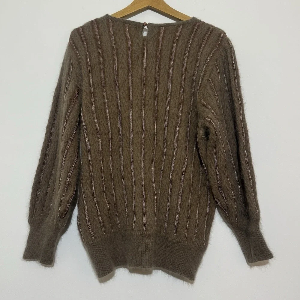 Vintage Angora Blend Fuzzy Textured Sweater Women's Medium‎ Cottagecore Holiday